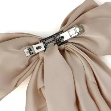 Canitor Hair Bows for Women Silky Satin Hair Ribbon Barrettes Clip Oversized Long Tail Hair Bows Cute Aesthetic Coquette Fashion Hair Accessories Preppy Teen Girl Gifts Trendy Stuff Things