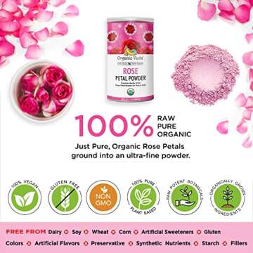 Organic Veda Edible Rose Petal Powder for Cooking & Skin Care