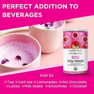 Organic Veda Edible Rose Petal Powder for Cooking & Skin Care