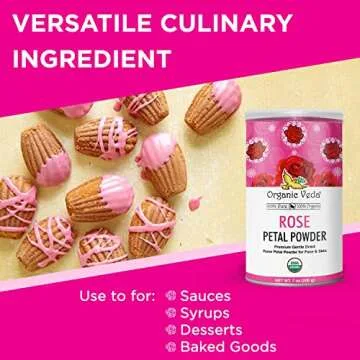 Organic Veda Edible Rose Petal Powder for Cooking & Skin Care