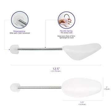 SneakNeat Shoe Tree Stretcher Plastic, 2 Pairs - Keep Shoes in Perfect Shape & Form - Flexible Spring, Sturdy, Lightweight - Sneakers, Trainers, Dress Shoes - 12.5" Fits Various Sizes Great Gift Idea