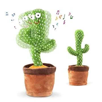 Dancing Cactus Talking Toy,Wriggle Singing Mimicking Cactus,Repeat What You Say,Sing,Dance,Recording,LED(120 Songs)
