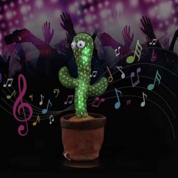 Dancing Cactus Talking Toy,Wriggle Singing Mimicking Cactus,Repeat What You Say,Sing,Dance,Recording,LED(120 Songs)
