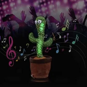 Dancing Cactus Talking Toy,Wriggle Singing Mimicking Cactus,Repeat What You Say,Sing,Dance,Recording,LED(120 Songs)