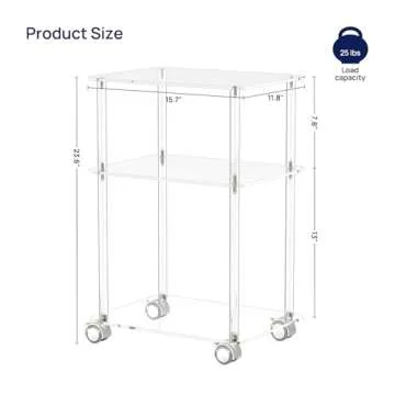 Versatile HMYHUM Acrylic Rolling Side Table for Small Spaces