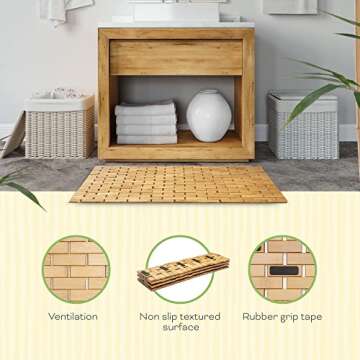 Umiboo Bamboo Bath Mat - Non-Slip Eco-Friendly Comfort