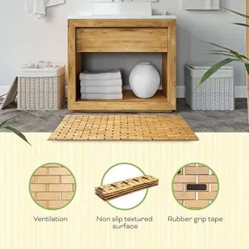 Umiboo Bamboo Bath Mat - Non-Slip Eco-Friendly Comfort
