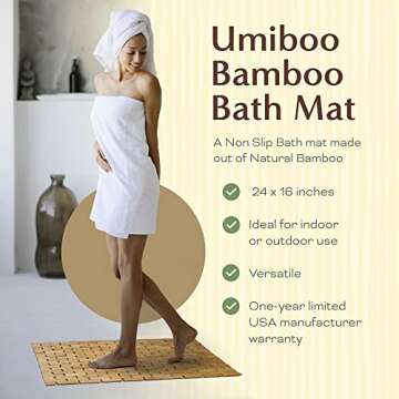 Umiboo Bamboo Bath Mat - Non-Slip Eco-Friendly Comfort