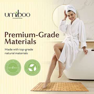 Umiboo Bamboo Bath Mat - Non-Slip Eco-Friendly Comfort