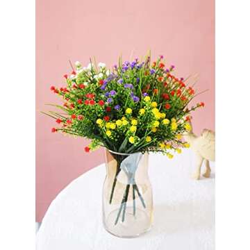 JAKY-Global Artificial Flowers Gypsophila Babysbreath Fake Water Plants Bouquet 6 Bundle Fake Plants Wedding Bridle Bouquet Outdoor Home Office Christmas Decor(Mix Color)