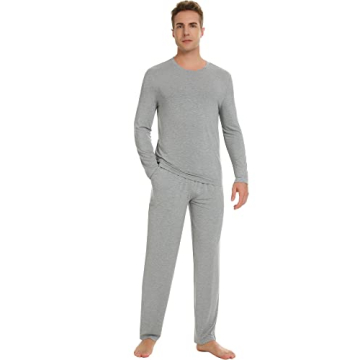 NACHILA Pajamas for Men Sleepwear Long Sleeve Pjs Sets Soft Loungewear with Sleep Pants-Viscose Made...