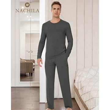 NACHILA Men's Bamboo Pajamas - Soft Lounge Sleepwear