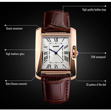 Luxury Rose Gold Women's Watch with Leather Strap