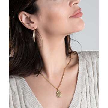 Barzel 18K Gold Plated Flat Mariner/Marina Chain Necklace With Virgin Mary Guadalupe Charm Pendant 3MM (18)