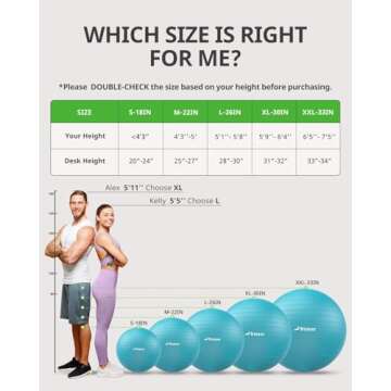 Trideer Yoga Ball Exercise Ball for Working Out, 5 Sizes Gym Ball, Birthing Ball for Pregnancy, Swiss Ball for Physical Therapy, Balance, Stability, Fitness, Office Ball Chair, Quick Pump Included