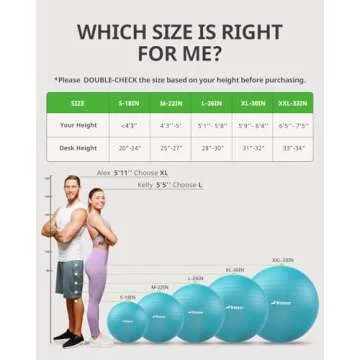 Trideer Yoga Ball Exercise Ball for Working Out, 5 Sizes Gym Ball, Birthing Ball for Pregnancy, Swiss Ball for Physical Therapy, Balance, Stability, Fitness, Office Ball Chair, Quick Pump Included
