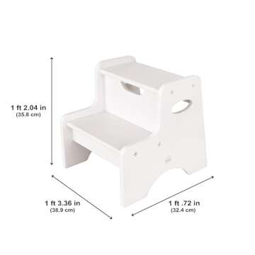 KidKraft Wooden Two-Step Children's Stool with Handles - White
