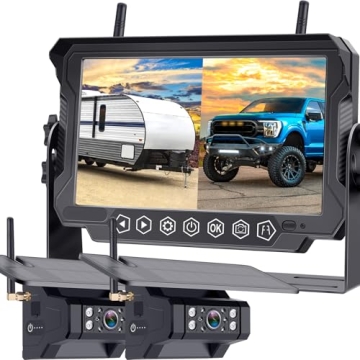 FHD 1080P Digital Wireless Dual Backup Camera 7'' DVR Monitor Kit Split Screen for Trailer/RV/Truck/...