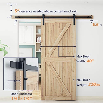 SMARTSTANDARD 6.6FT Barn Door Hardware Kit for Easy Installation