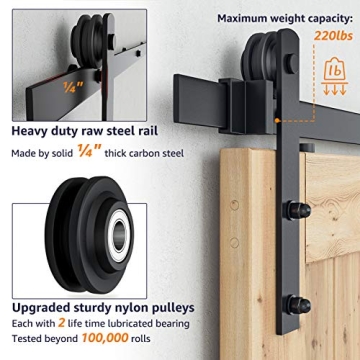 SMARTSTANDARD 6.6FT Barn Door Hardware Kit for Easy Installation