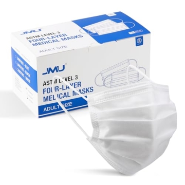 JMU Disposable Face Masks 50 Pack | 4-Ply ASTM Level 3 Medical Mask for Adults