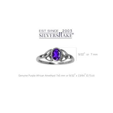 Silvershake Genuine African Amethyst White Gold Plated 925 Sterling Silver Triquetra Celtic Knot Rin...