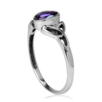 Silvershake Genuine African Amethyst White Gold Plated 925 Sterling Silver Triquetra Celtic Knot Ring Size 7