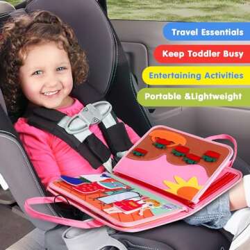 Busy Board Montessori Toys for 1 2 3 4 Year Old, Durable Travel Essentials Busy Book for Toddlers 1-3 Sensory Activities, Educational & Learning Toys for 1-2 Year Old Boy Girl Birthday Gift Christmas