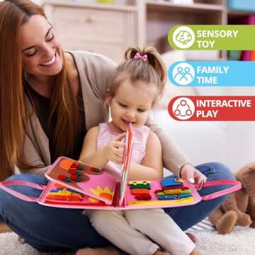 Busy Board Montessori Toys for 1 2 3 4 Year Old, Durable Travel Essentials Busy Book for Toddlers 1-3 Sensory Activities, Educational & Learning Toys for 1-2 Year Old Boy Girl Birthday Gift Christmas