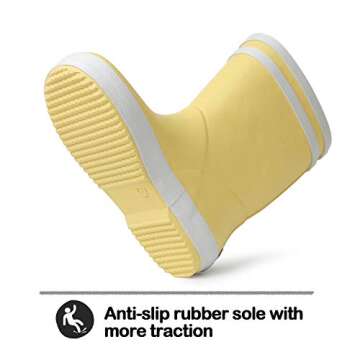 K KomForme Kids Waterproof Rubber Rain Boots for All Seasons