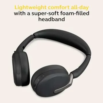 Jabra Evolve2 65 Flex Wireless Stereo Headset - Bluetooth, Noise-Cancelling ClearVoice Technology & Hybrid ANC - Works with All Leading UC Platforms Such As Zoom & Google Meet - Black