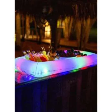 PoolCandy Inflatable Illuminated LED Buffet Cooler 48" - Indoor Outdoor Party BBQ or Tailgate Servin...