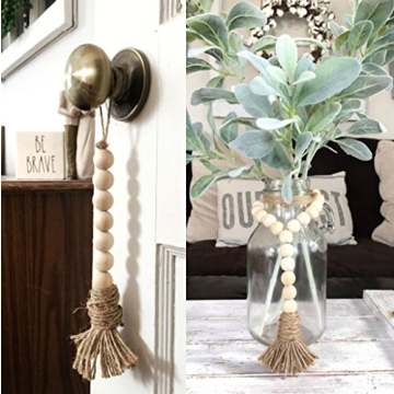 Natural Wood Bead Garland for Kids Room Decor