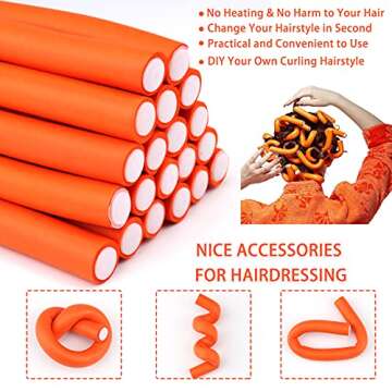 70 PCS Flexible Curling Rods Twist Foam Hair Rods 2 Size Heatless Hair Rollers Include 60 Pcs Foam Rods and 10 Pcs Duckbill Hair Clips Hair Comb for Women Long and Short Hair DIY Curly Hairstyle