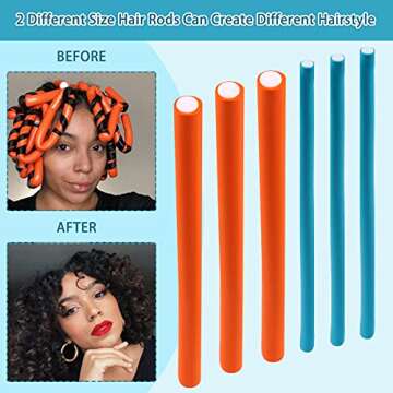 70 PCS Flexible Curling Rods Twist Foam Hair Rods 2 Size Heatless Hair Rollers Include 60 Pcs Foam Rods and 10 Pcs Duckbill Hair Clips Hair Comb for Women Long and Short Hair DIY Curly Hairstyle