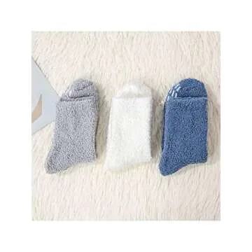 Century Star Anti Slip Athletic Plush Slipper Grip Soft Socks Women Yoga Pilates Soft Warm Cozy Socks For Christmas B 3 Pairs Blue/Gray/White One Size