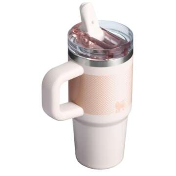 Stanley Quencher ProTour Flip Straw Tumbler with Leakproof Lid 14 oz | Built-In Straw & Handle | Cupholder Compatible for Travel | Insulated Stainless Steel Cup | BPA-Free | Rose Quartz Fade