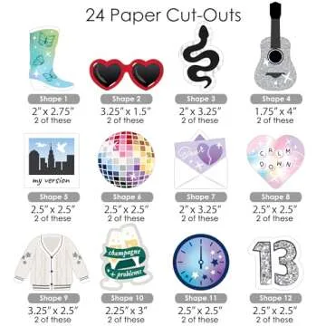 Big Dot of Happiness in My Party Era - DIY Shaped Celebrity Concert Cut-Outs, Themed Event Decorations, Celebration Kit - 24 Pieces