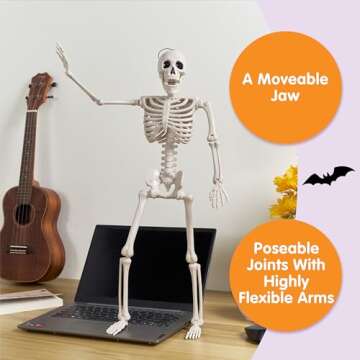 JOYIN 2 PCS 24” Halloween Skeletons Full Body Posable Skeletons Human Plastic Bones with Movable Joints for Spooky Indoor and Outdoor Decorations