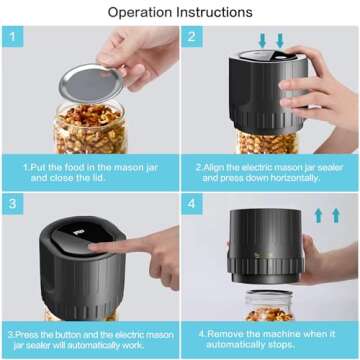 MASONKING Electric Mason Jar Vacuum Sealer, Unique Mothers Day Gifts, Jars Vacuum Sealer Kit for Wide Mouth and Regular Mouth Mason Jars Canning, Fully Automatic
