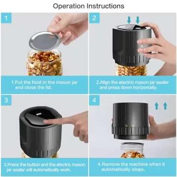 MASONKING Electric Mason Jar Vacuum Sealer, Unique Mothers Day Gifts, Jars Vacuum Sealer Kit for Wide Mouth and Regular Mouth Mason Jars Canning, Fully Automatic