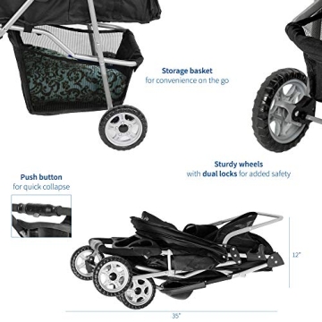 VIVO 3 Wheel Pet Stroller for Cats and Dogs