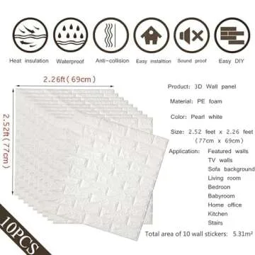 Versatile 3D Brick Wall Stickers - Easy Peel and Stick