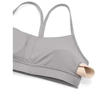 CRZ YOGA Butterluxe Womens Y Back Sports Bra - Padded Racerback Low Impact Spaghetti Thin Strap Workout Yoga Top Gull Gray Medium