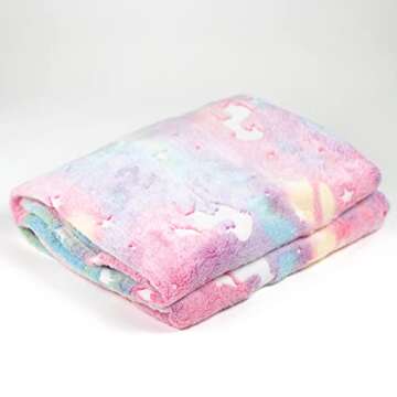 ModernMade Glow in The Dark Unicorn Blanket | Gifts for 1 2 3 4 5 6 7 8 9 10 Year Old Girls | Cozy a...