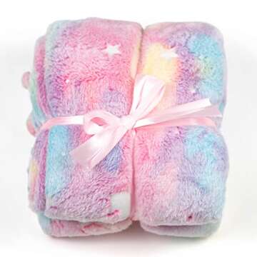 ModernMade Glow in The Dark Unicorn Blanket | Gifts for 1 2 3 4 5 6 7 8 9 10 Year Old Girls | Cozy and Soft Kids Blankets for Easter, Christmas, Birthday Gifts | 50" x 60" | Unicorn Pink