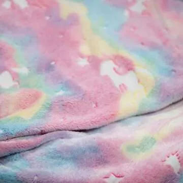 ModernMade Glow in The Dark Unicorn Blanket | Gifts for 1 2 3 4 5 6 7 8 9 10 Year Old Girls | Cozy and Soft Kids Blankets for Easter, Christmas, Birthday Gifts | 50" x 60" | Unicorn Pink