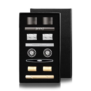 YADOCA Tie Clip Cufflinks Set for Men Necktie Tie Bar Clips Business Shirts Tuxedo Wedding Gift with...