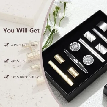 YADOCA Tie Clip Cufflinks Set for Men Necktie Tie Bar Clips Business Shirts Tuxedo Wedding Gift with Box Silver-tone Gold-tone Black