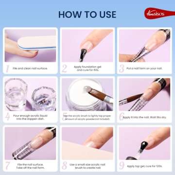Professional Acrylic Nail Liquid for Nail: 4fl.oz Acrylic Liquid with Nail Brush for Beginners at Home DIY Nail Salon Use Non-Yellowing MMA-Free